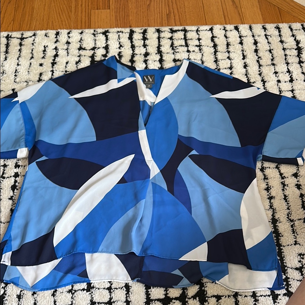 Chic Blue And White Patterned Top - image 1